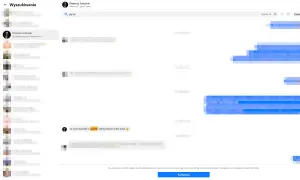 Szukanie wiadomości na Messengerze, np. o "piątek". Widok rozmowy z Mateuszem Sołtysiakiem.
