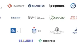 Logotypy firm: Quercus, Investors, Skarbiec, Ipopema, PZU, Allianz, Schroders, Goldman Sachs, Superfund, Generali, VIG, Uniqa, TFI, Franklin Templeton, AgioFunds, Esaliens, Rockbridge. Allianz i Pimco to partnerzy funduszy rynków wschodzących.
