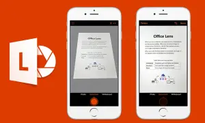 L'application pour scanner des documents gratuit Office Lens sur un smartphone. Elle permet de numériser des tableaux blancs et des documents.