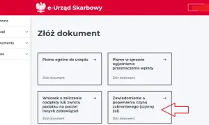 Zawiadomienie o popełnieniu czynu zabronionego (czynny żal) - opcja złożenia dokumentu w e-Urzędzie Skarbowym.