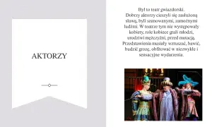 Aktorzy w teatrze elżbietańskim, w barwnych strojach, odgrywają role.