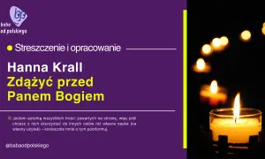 Płonąca świeca na ciemnym tle, obok tekst o lekturze "Zdążyć przed Panem Bogiem".