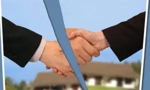 Mani che si stringono, ma una linea blu le divide. La psicologia del voltare le spalle a un accordo.