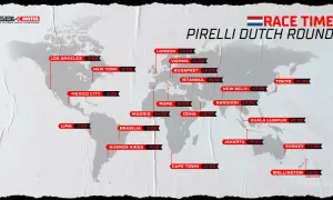 Mapa mundial con el horario SBK hoy para el Pirelli Dutch Round. Muestra horas locales en ciudades como Londres, Nueva York y Tokio.