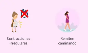 Contracciones irregulares y que remiten caminando son síntomas de parto.