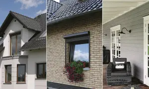 Trzy rodzaje elewacji: tynkowana, ceglana i drewnopodobna. Różne materiały, różne style.