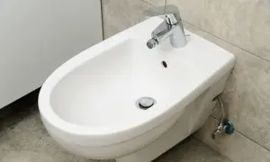 Bidet bianco in ceramica con rubinetto cromato. Se il tuo bidet è otturato, ecco come sturare il bidet in modo efficace.