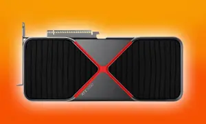 Karta graficzna RTX 5090 z czerwonym akcentem, idealna do gier i obsługiwana przez GeForce Experience.