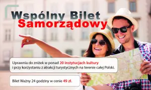 Szczęśliwa para odkrywa Polskę z "Wspólny bilet samorządowy". Bilet 24h za 49 zł daje zniżki do 20+ atrakcji.