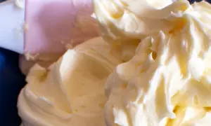 Puszysta beza z mascarpone, przygotowywana przy użyciu różowej szpatułki, czeka na udekorowanie.
