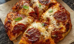 Pyszna pizza pepperoni z ciągnącym serem, idealna do odgrzania. Dowiedz się, jak podgrzać pizzę w piekarniku, by była jak świeża!