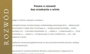 Pozew o rozwód bez orzekania o winie. Dokument prawny opisujący procedurę rozwodową.