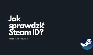 Grafika z białym tekstem "Jak sprawdzić Steam ID?" i logo Steam.