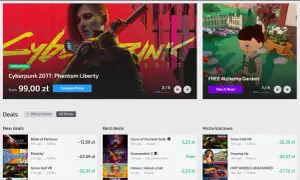 Cyberpunk 2077: Phantom Liberty i darmowa gra Alchemy Garden na Steam.