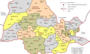 Mapa Diecezji Bydgoskiej. Jak sprawdzić czy parafia należy do konkretnej diecezji? Mapa pokazuje granice dekanatów i parafie.