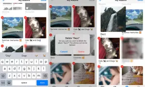 Ekran iPhone'a z albumami zdjęć, pokazujący jak przenieść zdjęcia z Androida na iPhone'a. Widoczne albumy: "Summer memories", "Cats and Dogs", "Dazz".