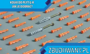 Pomarańczowe kołki do płyt g-k i dwa kołki z wkrętami na szarym tle.