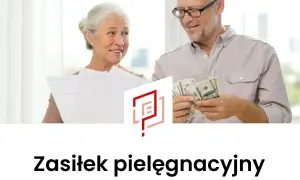Uśmiechnięci seniorzy analizują dokumenty i pieniądze. Zasiłek pielęgnacyjny to wsparcie dla potrzebujących.