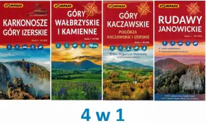 Mapy Karkonoszy, Gór Izerskich, Wałbrzyskich, Kaczawskich i Rudaw Janowickich. Różnica między Karkonoszami a Rudawami pod kątem infrastruktury widoczna w ikonach aktywności.