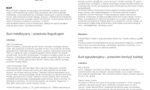 Motyw buntu w literaturze: Prometeusz, Kochanowski, Mickiewicz, Blake, Camus – historie niezgody i walki z losem.