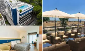 Hotel z basenem na dachu i pokojem blisko plaży w Bibione. Idealne miejsce na wakacje.