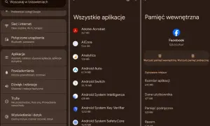 Jak wyczyścić pamięć podręczną w telefonie? Ekran pokazuje opcje zarządzania aplikacjami i pamięcią wewnętrzną, w tym czyszczenie pamięci podręcznej.