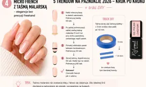 Elegancki micro french z taśmą malarską. Czy można nałożyć tylko bazę i top? Tak, dla cieniutkiej linii.