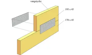 Detaljerad illustration av hur man kan bygga trappa utan vangstycke med hjälp av metallplåtar och träreglar.