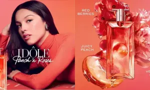 Nowy zapach Lancome Idôle Peach 'n Roses. Soczysta brzoskwinia, czerwone owoce i aksamitna róża w nowej odsłonie.