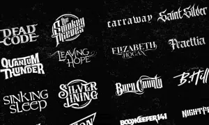 A collage of band logos, showcasing diverse typography styles for inspiration on how to make a band logo.