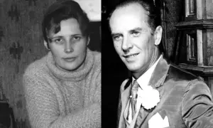 Marek Hłasko i Agnieszka Osiecka, ikony polskiej kultury, w czarno-białym kadrze.