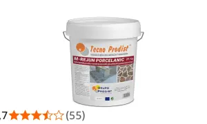 Balde blanco de mortero sin retracción M-REJUN PORCELANIC 21 Kg de Tecno Prodist, ideal para juntas de ladrillo y piedra.