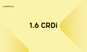 Logo JakiOleJ.pl i napis "1.6 CRDi" na żółtym tle.
