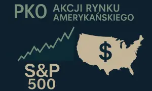 Wykres wzrostu S&P 500 i mapa USA z symbolem dolara. Akcje rynku amerykańskiego w pigułce.
