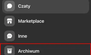 Menu Messengera: Czaty, Marketplace, Inne, Archiwum. Tu znajdziesz sposób, jak przywrócić czaty na Messengerze.