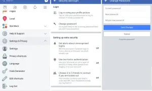 Jak zmienić hasło w Messengerze? Ekran pokazuje opcje zmiany hasła w ustawieniach bezpieczeństwa Facebooka.