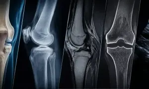 Vergleich von Knie-Bildern: anatomische Darstellung, Röntgen, MRT und Ultraschall. Diese MRT Schulter Bilder zeigen verschiedene Ansichten des Gelenks.