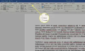 Widok okna programu Word z zaznaczoną opcją "Linijka" w menu "Widok".