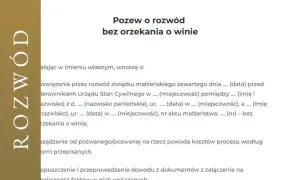 Pozew o rozwód bez orzekania o winie. Dokument zawiera dane dotyczące zawarcia związku małżeńskiego i wnioski o rozwiązanie go.
