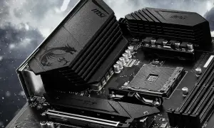 Placa base MSI con disipadores negros y dragón. El chipset es el corazón de la comunicación.