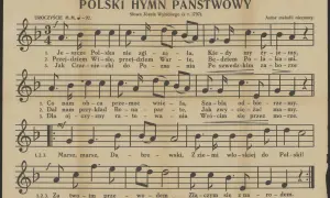 Stare nuty polskiego hymnu państwowego. Hymn ma trzy zwrotki, które śpiewamy, gdy chcemy pokazać, że Polska jest niepokonana.