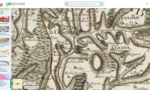 Carte de Cassini ancienne, montrant des reliefs et des lieux-dits comme "la Callette" et "Viviers".