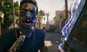 Zombiak w okularach przeciwsłonecznych i z tatuażem na ramieniu, celuje w gracza z bronią elektryczną. Czy to zapowiedź Dead Island 2 crossplay?