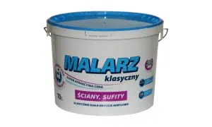 Biała farba emulsyjna MALARZ klasyczny, 10L. To farba emulsyjna o spoiwie organicznym, idealna do ścian i sufitów.