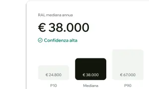 RAL mediana annua: €38.000. Dati utili per capire come calcolare la RAL dal CUD, con percentili P10 (€24.800) e P90 (€67.000).