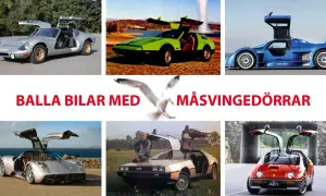 Sju coola bilar med måsvinge-dörrar, från klassiker till moderna sportbilar.