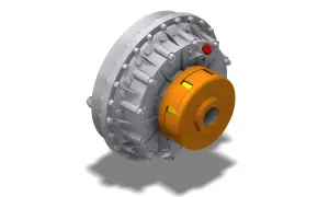 Szary mechanizm z pomarańczowym elementem, to sprzęgło hydrokinetyczne.