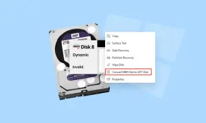 Disco duro WD Purple 2TB con opción para convertir MBR a disco GPT.