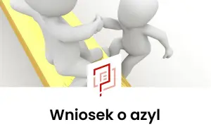 Dwóch białych ludzików podaje sobie ręce, symbolizując pomoc i wsparcie. To obrazuje, co to jest azyl – bezpieczne schronienie.