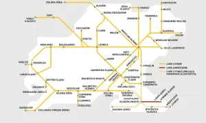 Mapa kolejowa Dolnego Śląska. Nowy rozkład PKP Głogów uwzględnia linie czynne i zawieszone.